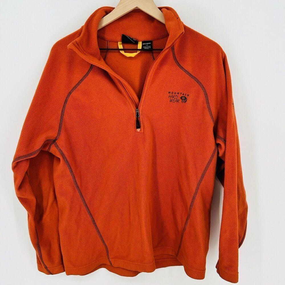 Mountain HardwearโOrange 1/4 Zip Fleece Menโs Size Large Polartec